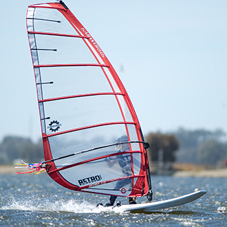 A person windsurfing