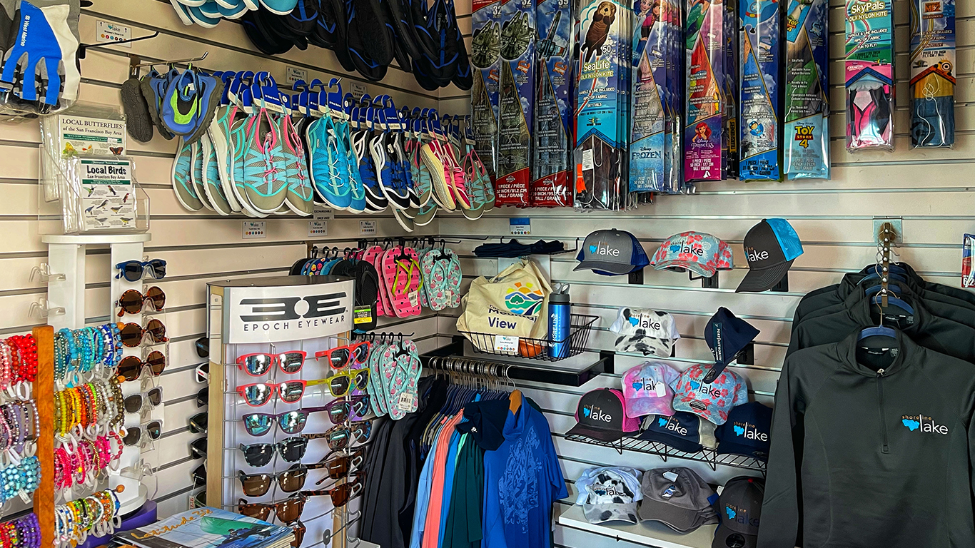 A view of the inside of the shoreline lake retail shop
