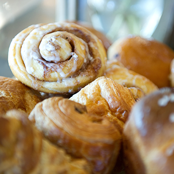 Cinnamon rolls on display